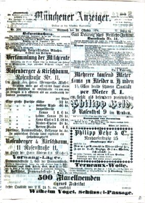 Münchener Anzeiger (Münchner neueste Nachrichten) Mittwoch 28. Oktober 1874