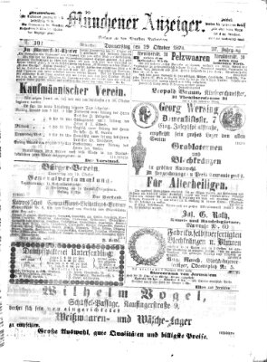 Münchener Anzeiger (Münchner neueste Nachrichten) Donnerstag 29. Oktober 1874