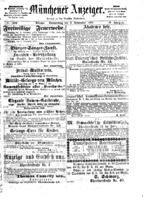 Münchener Anzeiger (Münchner neueste Nachrichten) Donnerstag 5. November 1874