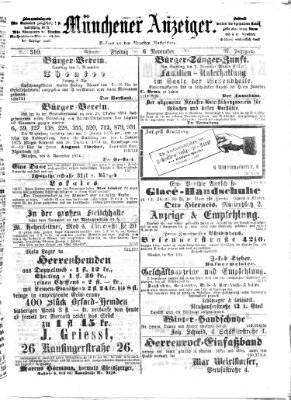 Münchener Anzeiger (Münchner neueste Nachrichten) Freitag 6. November 1874