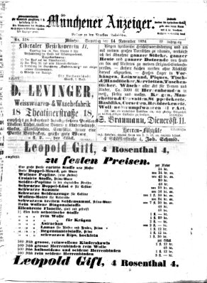 Münchener Anzeiger (Münchner neueste Nachrichten) Samstag 14. November 1874