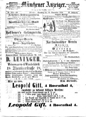 Münchener Anzeiger (Münchner neueste Nachrichten) Sonntag 15. November 1874