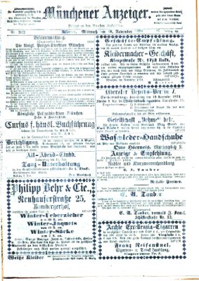 Münchener Anzeiger (Münchner neueste Nachrichten) Mittwoch 18. November 1874