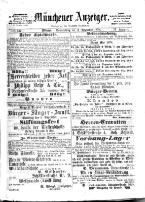 Münchener Anzeiger (Münchner neueste Nachrichten) Donnerstag 3. Dezember 1874