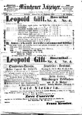 Münchener Anzeiger (Münchner neueste Nachrichten) Freitag 18. Dezember 1874