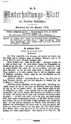 Neueste Nachrichten aus dem Gebiete der Politik. Unterhaltungs-Blatt der Neuesten Nachrichten (Münchner neueste Nachrichten) Sonntag 25. Januar 1874