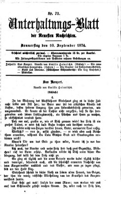 Neueste Nachrichten aus dem Gebiete der Politik. Unterhaltungs-Blatt der Neuesten Nachrichten (Münchner neueste Nachrichten) Donnerstag 10. September 1874