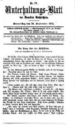 Neueste Nachrichten aus dem Gebiete der Politik. Unterhaltungs-Blatt der Neuesten Nachrichten (Münchner neueste Nachrichten) Donnerstag 24. September 1874