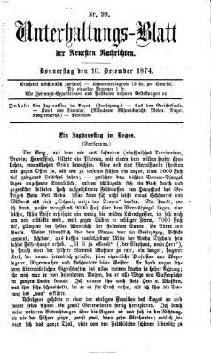 Neueste Nachrichten aus dem Gebiete der Politik. Unterhaltungs-Blatt der Neuesten Nachrichten (Münchner neueste Nachrichten) Donnerstag 10. Dezember 1874