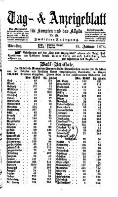 Tag- und Anzeigeblatt für Kempten und das Allgäu Dienstag 13. Januar 1874