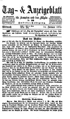 Tag- und Anzeigeblatt für Kempten und das Allgäu Mittwoch 14. Januar 1874