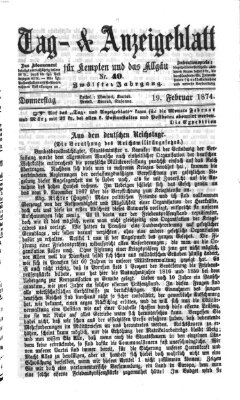 Tag- und Anzeigeblatt für Kempten und das Allgäu Donnerstag 19. Februar 1874