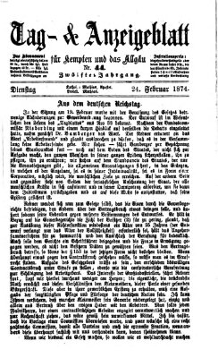 Tag- und Anzeigeblatt für Kempten und das Allgäu Dienstag 24. Februar 1874