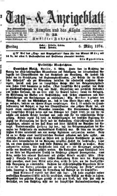 Tag- und Anzeigeblatt für Kempten und das Allgäu Freitag 6. März 1874