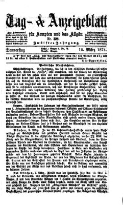 Tag- und Anzeigeblatt für Kempten und das Allgäu Donnerstag 12. März 1874