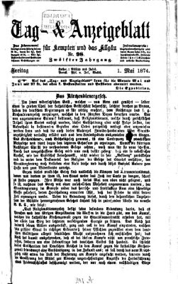 Tag- und Anzeigeblatt für Kempten und das Allgäu Freitag 1. Mai 1874