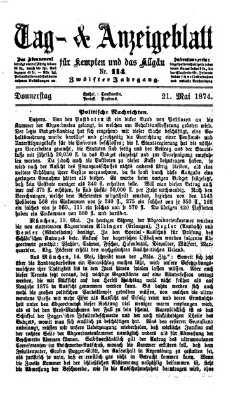 Tag- und Anzeigeblatt für Kempten und das Allgäu Donnerstag 21. Mai 1874