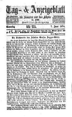 Tag- und Anzeigeblatt für Kempten und das Allgäu Sonntag 7. Juni 1874