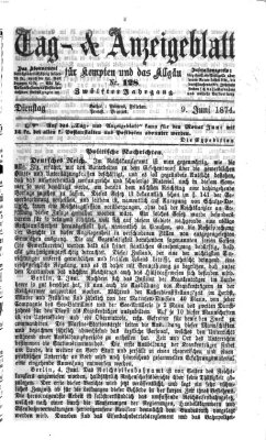 Tag- und Anzeigeblatt für Kempten und das Allgäu Dienstag 9. Juni 1874