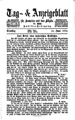 Tag- und Anzeigeblatt für Kempten und das Allgäu Dienstag 16. Juni 1874