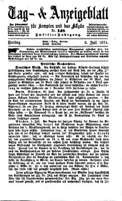 Tag- und Anzeigeblatt für Kempten und das Allgäu Freitag 3. Juli 1874