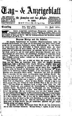 Tag- und Anzeigeblatt für Kempten und das Allgäu Samstag 11. Juli 1874