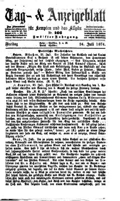 Tag- und Anzeigeblatt für Kempten und das Allgäu Freitag 24. Juli 1874