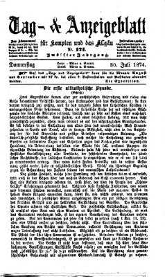 Tag- und Anzeigeblatt für Kempten und das Allgäu Donnerstag 30. Juli 1874