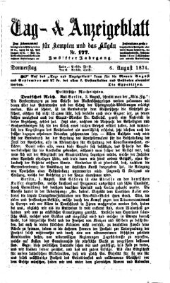 Tag- und Anzeigeblatt für Kempten und das Allgäu Donnerstag 6. August 1874