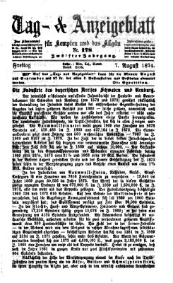 Tag- und Anzeigeblatt für Kempten und das Allgäu Freitag 7. August 1874