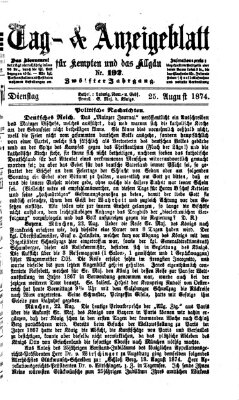 Tag- und Anzeigeblatt für Kempten und das Allgäu Dienstag 25. August 1874