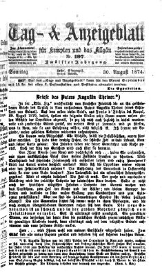 Tag- und Anzeigeblatt für Kempten und das Allgäu Sonntag 30. August 1874