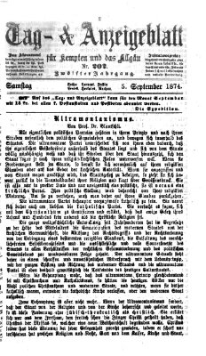 Tag- und Anzeigeblatt für Kempten und das Allgäu Samstag 5. September 1874