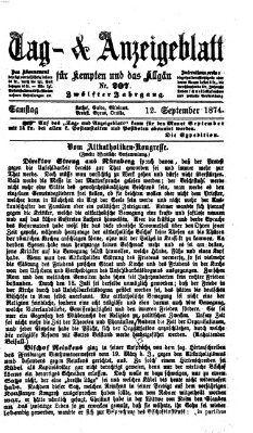 Tag- und Anzeigeblatt für Kempten und das Allgäu Samstag 12. September 1874