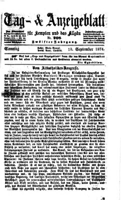 Tag- und Anzeigeblatt für Kempten und das Allgäu Sonntag 13. September 1874