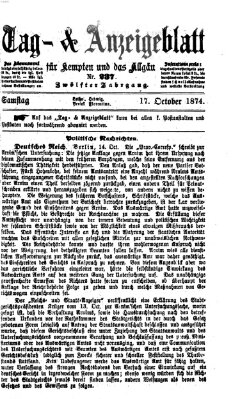 Tag- und Anzeigeblatt für Kempten und das Allgäu Samstag 17. Oktober 1874