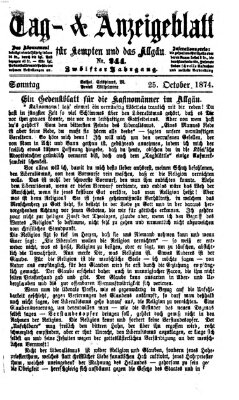 Tag- und Anzeigeblatt für Kempten und das Allgäu Sonntag 25. Oktober 1874