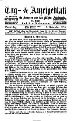 Tag- und Anzeigeblatt für Kempten und das Allgäu Donnerstag 5. November 1874