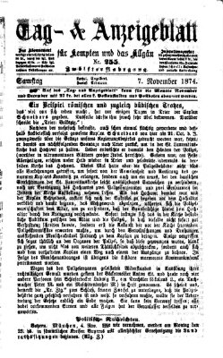 Tag- und Anzeigeblatt für Kempten und das Allgäu Samstag 7. November 1874