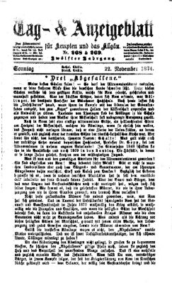 Tag- und Anzeigeblatt für Kempten und das Allgäu Sonntag 22. November 1874