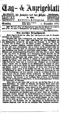 Tag- und Anzeigeblatt für Kempten und das Allgäu Samstag 5. Dezember 1874