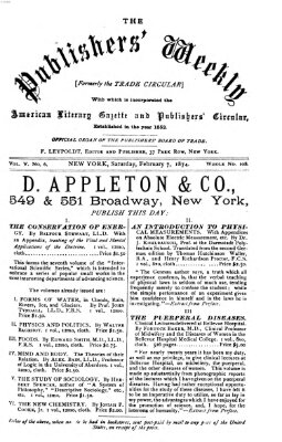 Publishers' weekly Samstag 7. Februar 1874