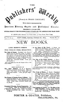 Publishers' weekly Samstag 28. Februar 1874