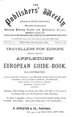 Publishers' weekly Samstag 4. April 1874