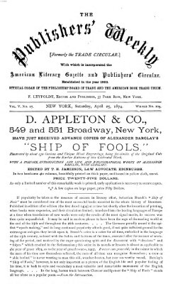 Publishers' weekly Samstag 25. April 1874