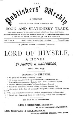 Publishers' weekly Samstag 11. Juli 1874