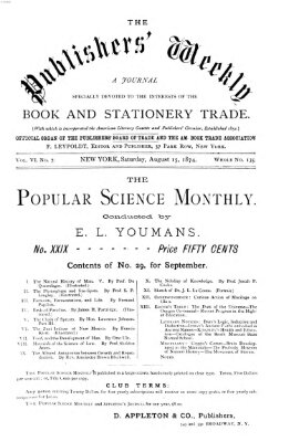 Publishers' weekly Samstag 15. August 1874