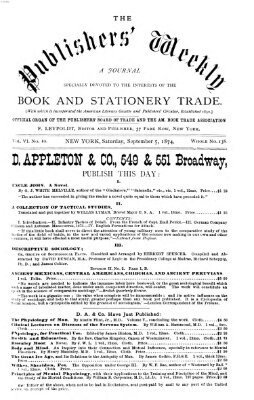 Publishers' weekly Samstag 5. September 1874