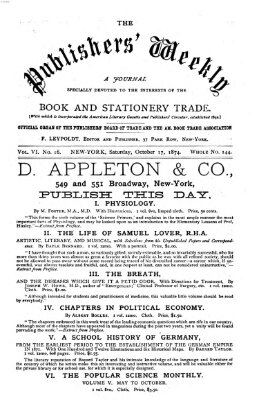 Publishers' weekly Samstag 17. Oktober 1874