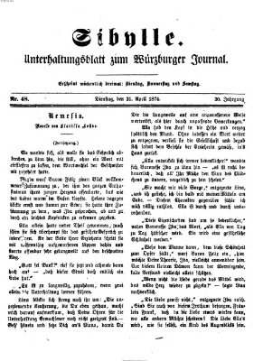 Sibylle (Würzburger Journal) Dienstag 21. April 1874